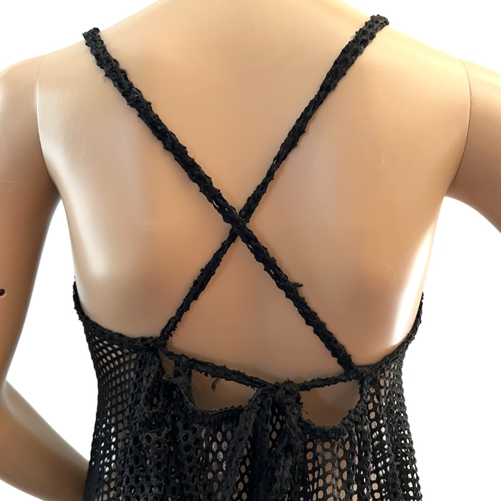 𝐁𝐄𝐀𝐂𝐇 𝐇𝐀𝐁𝐈𝐓𝐀𝐓 | BLACK STRETCHY NET BEACH COVER UP DRESS - Picture 5 of 9